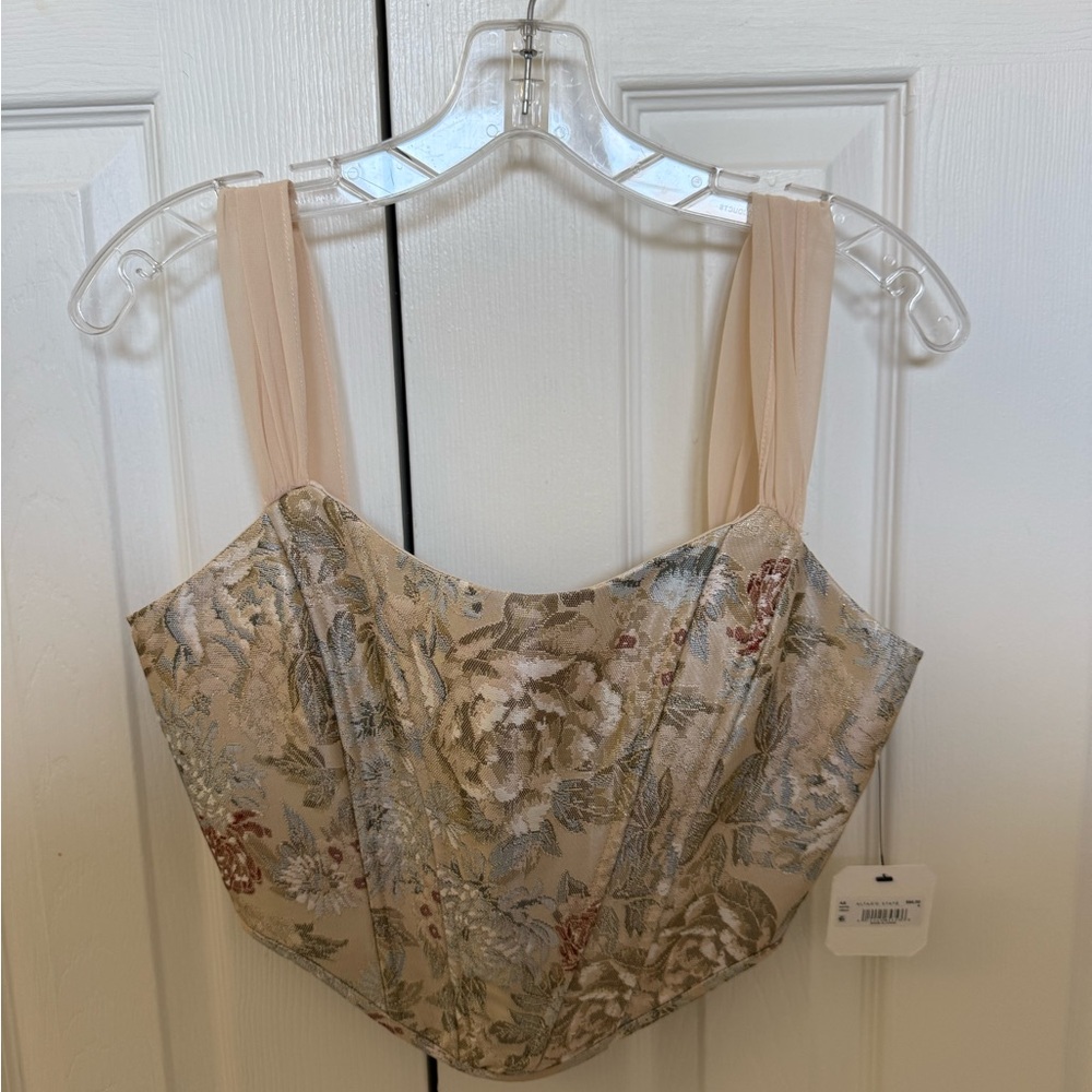 Altar'd State Cream Brocade Corset Top